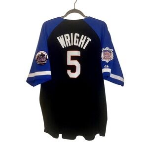Majestic NY Mets David Wright #5 Button Down Jersey Sewn MLB Patches Mens XXL